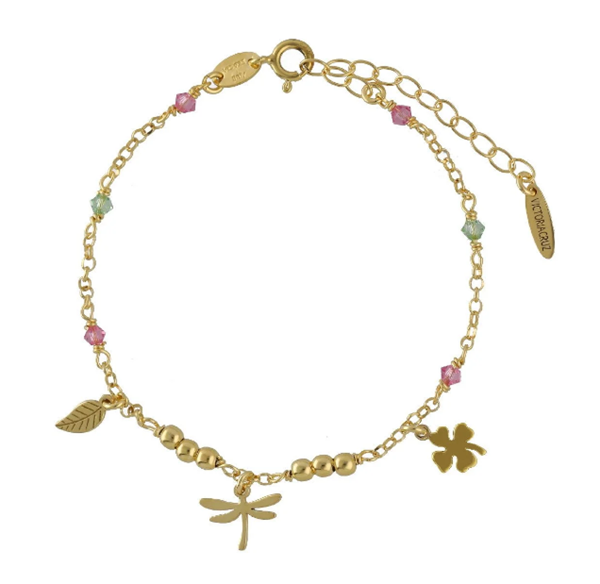 Foto de Pulsera libélula con cristales Multicolor bañado en oro de Bliss