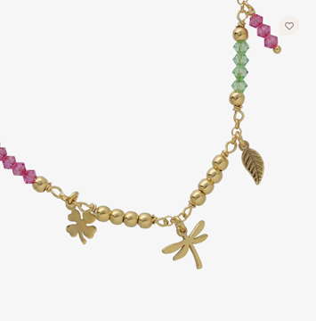 Foto de Collar corto libélula con cristales Multicolor bañado en oro de Bliss