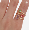 Foto de Anillo triple cruzado Multicolor bañado en oro de Bay