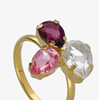 Foto de Anillo ajustable triple lágrima Light Rose bañado en oro de Glory