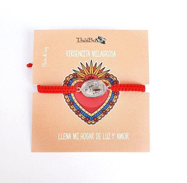 Foto de Pulsera Macramé Roja Virgencita Milagrosa