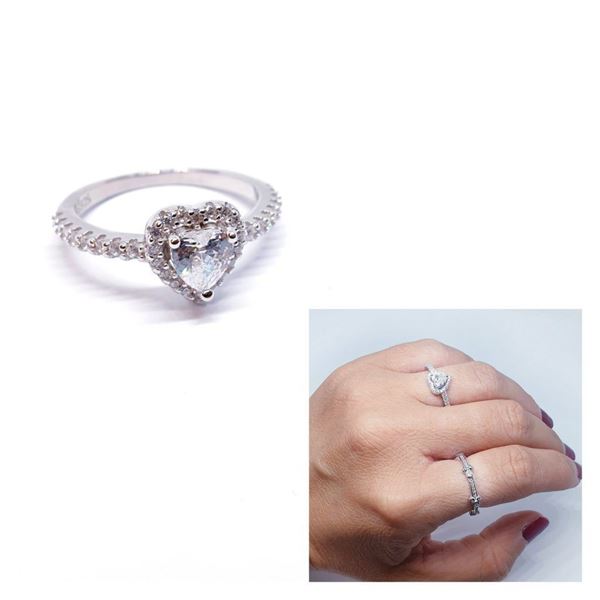 Foto de Anillo Plata Corazón Blanco - Talla 12