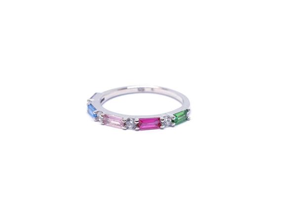 Foto de Anillo Plata Baguette Colores - Talla 12