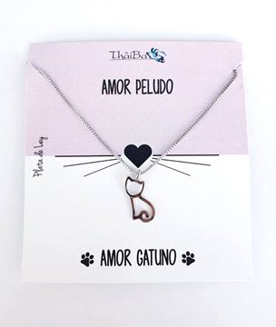 Foto de Collar Plata Amor Peludo Gato