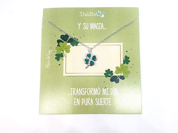 Foto de Collar Plata Trébol Verde