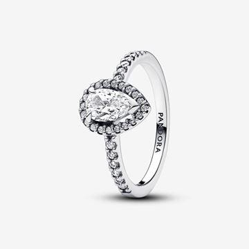 Foto de Anillo Pandora Halo Brillante Corte Pera. Talla 52