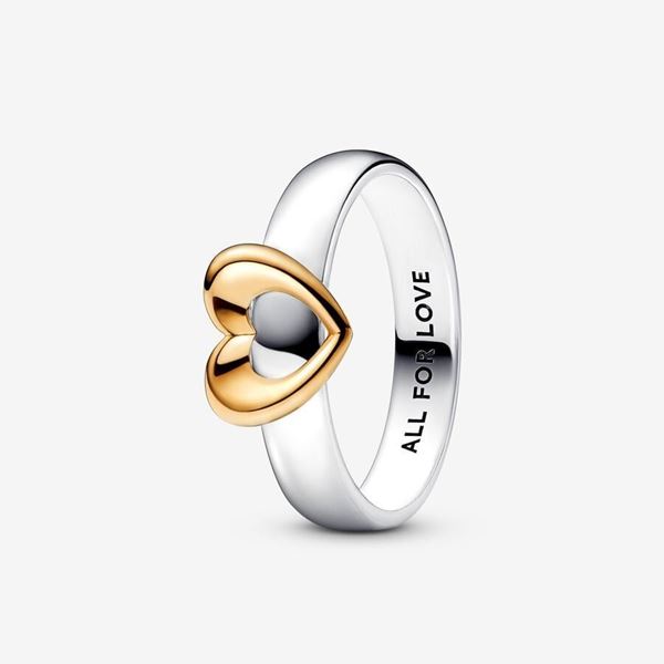 Foto de Anillo Pandora Corazón Radiante Deslizante Dos Tonos. Talla 54