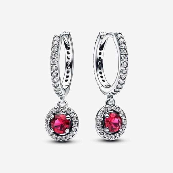 Foto de Pendientes Pandora de Aro Circulo Rojo Brillante